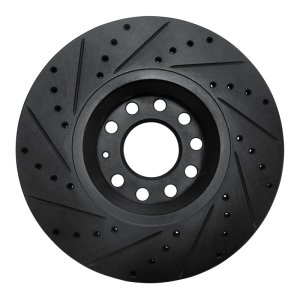 Audi A4 Quattro Brake Rotor (1) - Front Right - R1 Concepts - Drilled & Slotted - Black - `97-`06